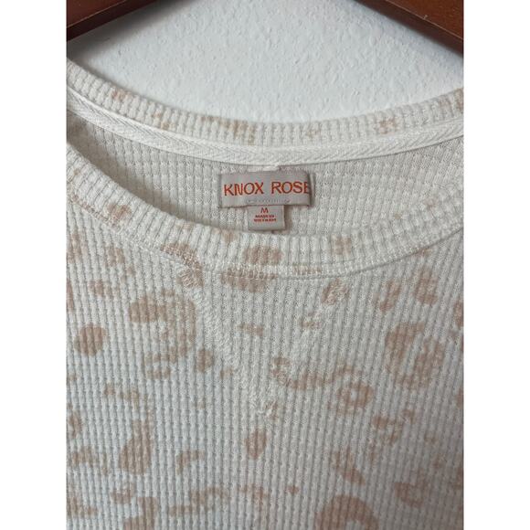 KNOX ROSE White & Pink Leopard Print Long Sleeve Thermal Top - Picture 2 of 3